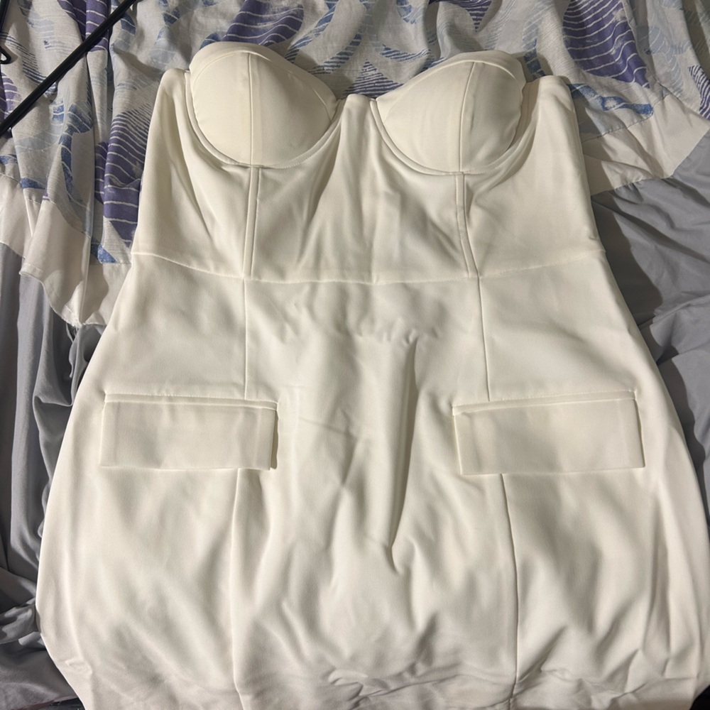 Fashion Nova Cream Sleeveless Dress